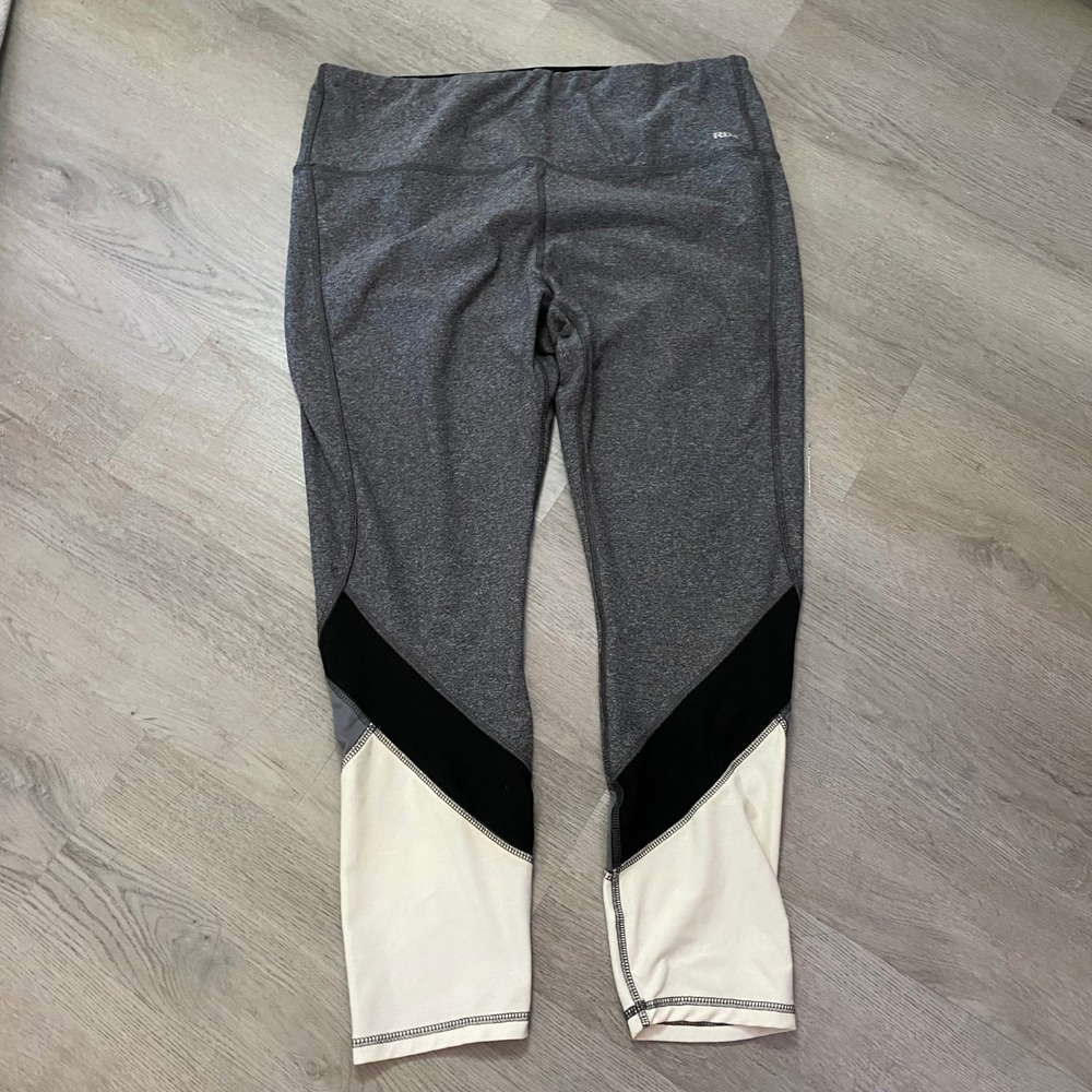 RBX Leggings Womens XXL Gray Colorblock High Waist Activewear Crop Tights‎